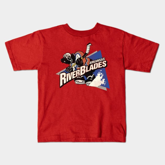 Defunct Arkansas Riverblades Hockey Team Kids T-Shirt by Defunctland